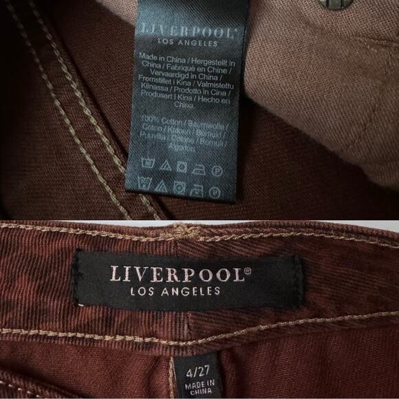 Liverpool Brown Hannah Crop Flare low rise with Frayed Hem Pants Women's 4/27 - Picture 11 of 11